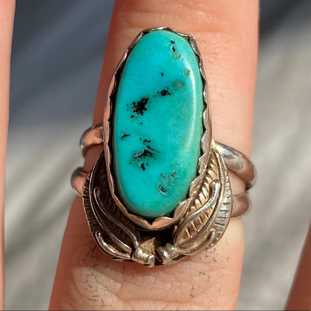 Turquoise sterling silver ring, size 6